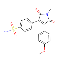 COc1ccc(C2=C(c3ccc(S(N)(=O)=O)cc3)C(=O)N(C)C2=O)cc1 ZINC000169311099