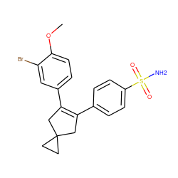 COc1ccc(C2=C(c3ccc(S(N)(=O)=O)cc3)CC3(CC3)C2)cc1Br ZINC000013745536