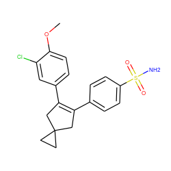 COc1ccc(C2=C(c3ccc(S(N)(=O)=O)cc3)CC3(CC3)C2)cc1Cl ZINC000003814730