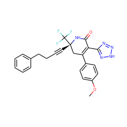 COc1ccc(C2=C(c3nn[nH]n3)C(=O)N[C@@](C#CCCc3ccccc3)(C(F)(F)F)C2)cc1 ZINC001772580788