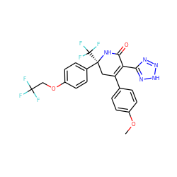 COc1ccc(C2=C(c3nn[nH]n3)C(=O)N[C@@](c3ccc(OCC(F)(F)F)cc3)(C(F)(F)F)C2)cc1 ZINC001772655858
