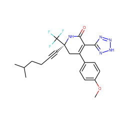 COc1ccc(C2=C(c3nn[nH]n3)C(=O)N[C@](C#CCCC(C)C)(C(F)(F)F)C2)cc1 ZINC001772581705