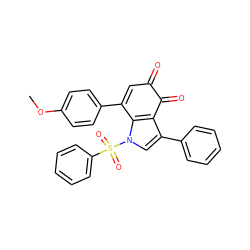 COc1ccc(C2=CC(=O)C(=O)c3c(-c4ccccc4)cn(S(=O)(=O)c4ccccc4)c32)cc1 ZINC001772604417