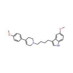 COc1ccc(C2=CCN(CCCCc3c[nH]c4ccc(OC)cc34)CC2)cc1 ZINC000013582355