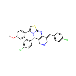 COc1ccc(C2=CSC3=NC4=C(CNC/C4=C\c4ccc(Cl)cc4)[C@H](c4ccc(Cl)cc4)N23)cc1 ZINC000103230182