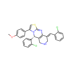 COc1ccc(C2=CSC3=NC4=C(CNC/C4=C\c4ccccc4Cl)[C@H](c4ccccc4Cl)N23)cc1 ZINC000103230167