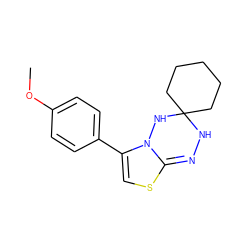 COc1ccc(C2=CSC3=NNC4(CCCCC4)NN23)cc1 ZINC000002493216