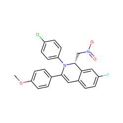 COc1ccc(C2=Cc3ccc(F)cc3[C@@H](C[N+](=O)[O-])N2c2ccc(Cl)cc2)cc1 ZINC000653801307