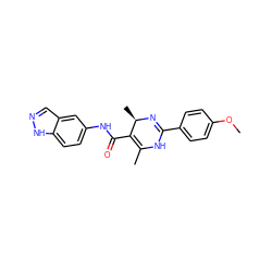 COc1ccc(C2=N[C@H](C)C(C(=O)Nc3ccc4[nH]ncc4c3)=C(C)N2)cc1 ZINC000034660184