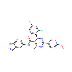 COc1ccc(C2=N[C@H](c3ccc(Cl)cc3F)C(C(=O)Nc3ccc4[nH]ncc4c3)=C(C)N2)cn1 ZINC000035985592