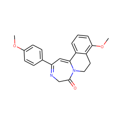 COc1ccc(C2=NCC(=O)N3CCc4c(OC)cccc4C3=C2)cc1 ZINC000148995403