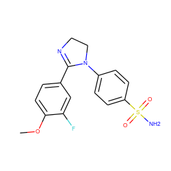 COc1ccc(C2=NCCN2c2ccc(S(N)(=O)=O)cc2)cc1F ZINC000299829926