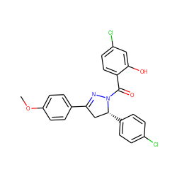 COc1ccc(C2=NN(C(=O)c3ccc(Cl)cc3O)[C@H](c3ccc(Cl)cc3)C2)cc1 ZINC000095576239