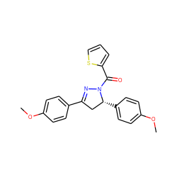 COc1ccc(C2=NN(C(=O)c3cccs3)[C@H](c3ccc(OC)cc3)C2)cc1 ZINC000004174206