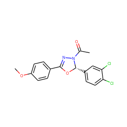 COc1ccc(C2=NN(C(C)=O)[C@H](c3ccc(Cl)c(Cl)c3)O2)cc1 ZINC000653716254