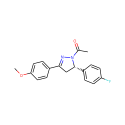 COc1ccc(C2=NN(C(C)=O)[C@H](c3ccc(F)cc3)C2)cc1 ZINC000005639287