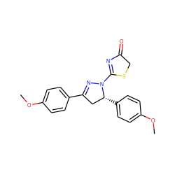 COc1ccc(C2=NN(C3=NC(=O)CS3)[C@H](c3ccc(OC)cc3)C2)cc1 ZINC000072412891