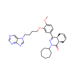 COc1ccc(C2=NN(C3CCCCCC3)C(=O)[C@@H]3CC=CC[C@H]23)cc1OCCCCn1cnc2ncncc21 ZINC000026569089