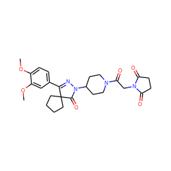 COc1ccc(C2=NN(C3CCN(C(=O)CN4C(=O)CCC4=O)CC3)C(=O)C23CCCC3)cc1OC ZINC000113271700
