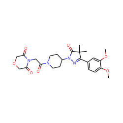 COc1ccc(C2=NN(C3CCN(C(=O)CN4C(=O)COCC4=O)CC3)C(=O)C2(C)C)cc1OC ZINC000113270348