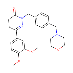 COc1ccc(C2=NN(Cc3ccc(CN4CCOCC4)cc3)C(=O)CC2)cc1OC ZINC000045352709