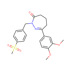 COc1ccc(C2=NN(Cc3ccc(S(C)(=O)=O)cc3)C(=O)CCC2)cc1OC ZINC001772623282