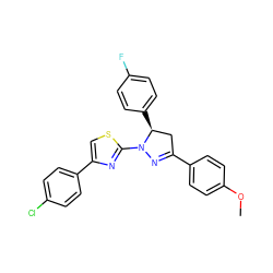 COc1ccc(C2=NN(c3nc(-c4ccc(Cl)cc4)cs3)[C@@H](c3ccc(F)cc3)C2)cc1 ZINC000028061995