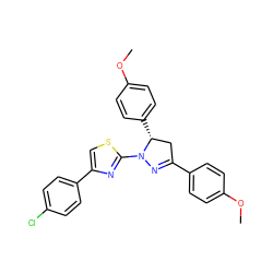 COc1ccc(C2=NN(c3nc(-c4ccc(Cl)cc4)cs3)[C@H](c3ccc(OC)cc3)C2)cc1 ZINC000003997539