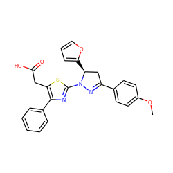 COc1ccc(C2=NN(c3nc(-c4ccccc4)c(CC(=O)O)s3)[C@@H](c3ccco3)C2)cc1 ZINC000008692334