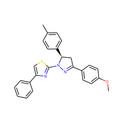 COc1ccc(C2=NN(c3nc(-c4ccccc4)cs3)[C@@H](c3ccc(C)cc3)C2)cc1 ZINC000028061811