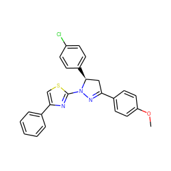 COc1ccc(C2=NN(c3nc(-c4ccccc4)cs3)[C@@H](c3ccc(Cl)cc3)C2)cc1 ZINC000028062019