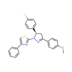 COc1ccc(C2=NN(c3nc(-c4ccccc4)cs3)[C@@H](c3ccc(F)cc3)C2)cc1 ZINC000028061916