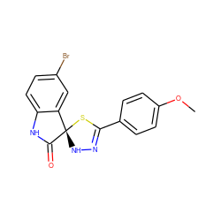 COc1ccc(C2=NN[C@@]3(S2)C(=O)Nc2ccc(Br)cc23)cc1 ZINC000028824737