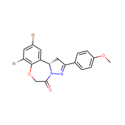 COc1ccc(C2=NN3C(=O)COc4c(Br)cc(Br)cc4[C@@H]3C2)cc1 ZINC000653692027