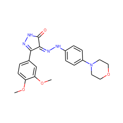 COc1ccc(C2=NNC(=O)/C2=N\Nc2ccc(N3CCOCC3)cc2)cc1OC ZINC000049126081