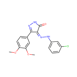 COc1ccc(C2=NNC(=O)/C2=N\Nc2cccc(Cl)c2)cc1OC ZINC000049048165