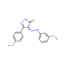 COc1ccc(C2=NNC(=O)/C2=N\Nc2cccc(OC)c2)cc1 ZINC000049033769