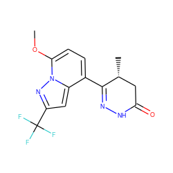 COc1ccc(C2=NNC(=O)C[C@H]2C)c2cc(C(F)(F)F)nn12 ZINC000035824462