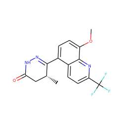 COc1ccc(C2=NNC(=O)C[C@H]2C)c2ccc(C(F)(F)F)nc12 ZINC000082150527