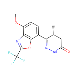 COc1ccc(C2=NNC(=O)C[C@H]2C)c2oc(C(F)(F)F)nc12 ZINC000073387195