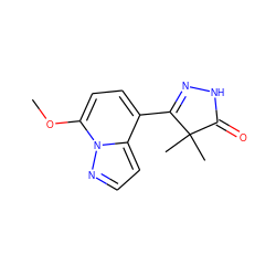 COc1ccc(C2=NNC(=O)C2(C)C)c2ccnn12 ZINC000084671870