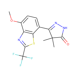 COc1ccc(C2=NNC(=O)C2(C)C)c2sc(C(F)(F)F)nc12 ZINC000084688551