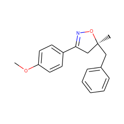 COc1ccc(C2=NO[C@@](C)(Cc3ccccc3)C2)cc1 ZINC000095584043