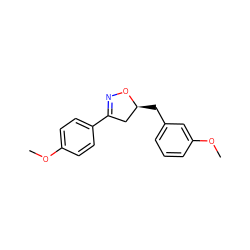 COc1ccc(C2=NO[C@@H](Cc3cccc(OC)c3)C2)cc1 ZINC000095583482