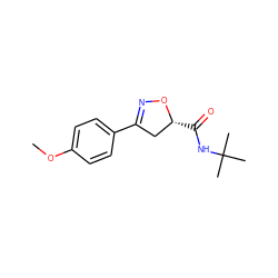 COc1ccc(C2=NO[C@H](C(=O)NC(C)(C)C)C2)cc1 ZINC000004078057