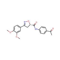 COc1ccc(C2=NO[C@H](C(=O)Nc3ccc(C(C)=O)cc3)C2)cc1OC ZINC000004436203