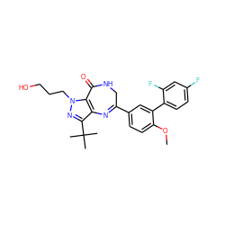 COc1ccc(C2=Nc3c(C(C)(C)C)nn(CCCO)c3C(=O)NC2)cc1-c1ccc(F)cc1F ZINC000096922851