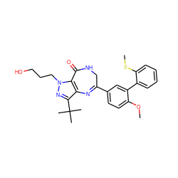 COc1ccc(C2=Nc3c(C(C)(C)C)nn(CCCO)c3C(=O)NC2)cc1-c1ccccc1SC ZINC000096922850