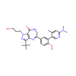 COc1ccc(C2=Nc3c(C(C)(C)C)nn(CCCO)c3C(=O)NC2)cc1-c1cnc(N(C)C)cc1C ZINC000096922859