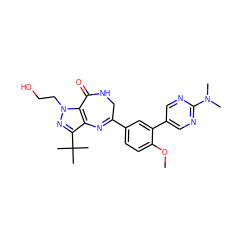 COc1ccc(C2=Nc3c(C(C)(C)C)nn(CCO)c3C(=O)NC2)cc1-c1cnc(N(C)C)nc1 ZINC000096922847